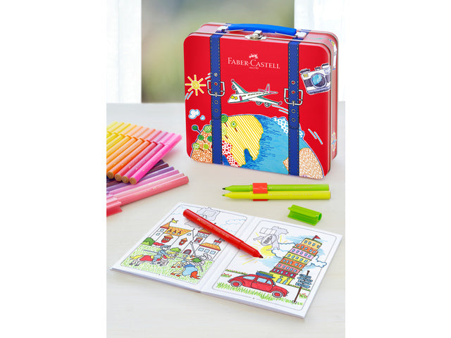 Viltstiften Faber-Castell Connector in reiskoffer, inhoud 46 stuks