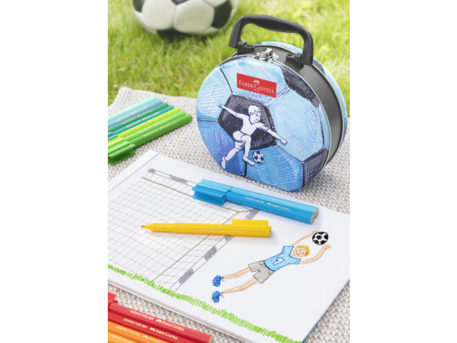 Viltstift Faber-Castell Connector koffer "voetbal" 33 stuks