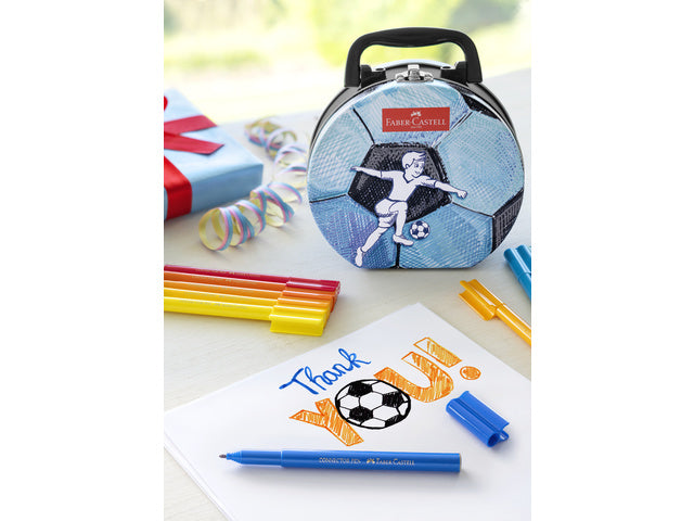 Viltstift Faber-Castell Connector koffer "voetbal" 33 stuks