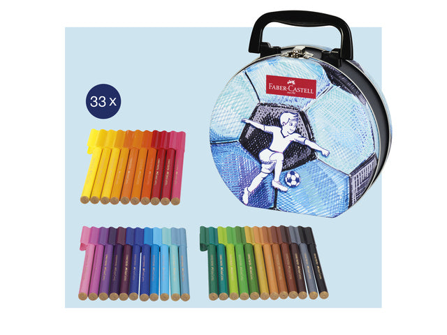 Viltstift Faber-Castell Connector koffer "voetbal" 33 stuks