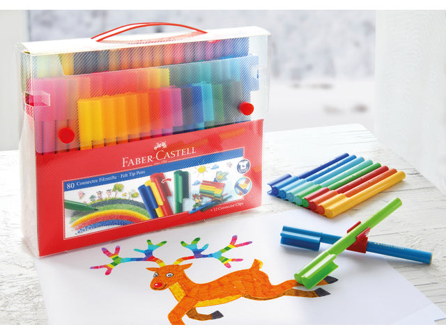 cadeauset Faber-Castell Connector koffer vilstiften 80 stuks