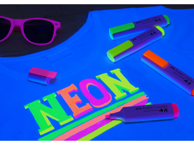 Textielmarker Faber-Castell Neon set 4 stuks op blister