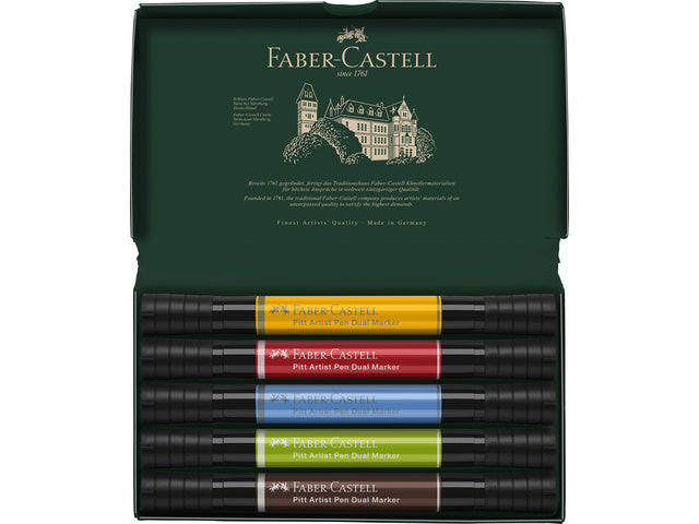 Tekenstift Faber-Castell Pitt Artist Pen Duo Marker, Etui mit 5 Stück