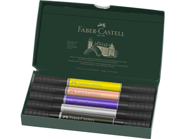 Tekenstift Faber-Castell Pitt Artist duo marker Fashion etui 5pcs color nrs: 107,132,136,199,272