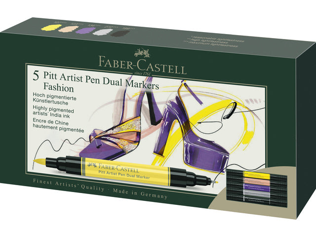 Tekenstift Faber-Castell Pitt Artist duo marker Fashion etui 5pcs color nrs: 107,132,136,199,272