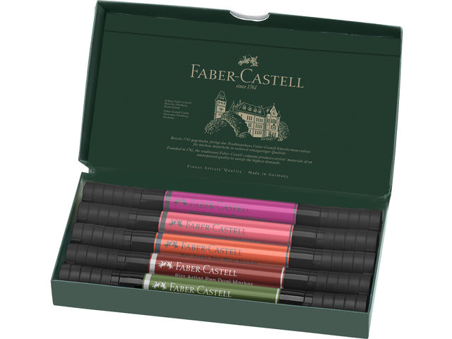 Tekenstift Faber-Castell Pitt Artist duo marker Flowers etui 5pcs color nrs: 118,125,131,174,192