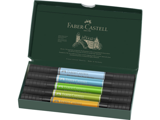 Tekenstift Faber-Castell Pitt Artist duo marker Animals etui 5pcs color nrs: 109,112,148,154,170