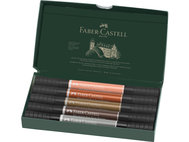 Tekenstift Faber-Castell Pitt Artist duo marker Portrait etui 5pcs color nrs: 175,180,188,189,232