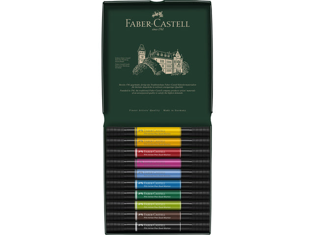Tekenstift Faber-Castell Pitt Artist Pen Duo Marker, Etui mit 10 Stück
