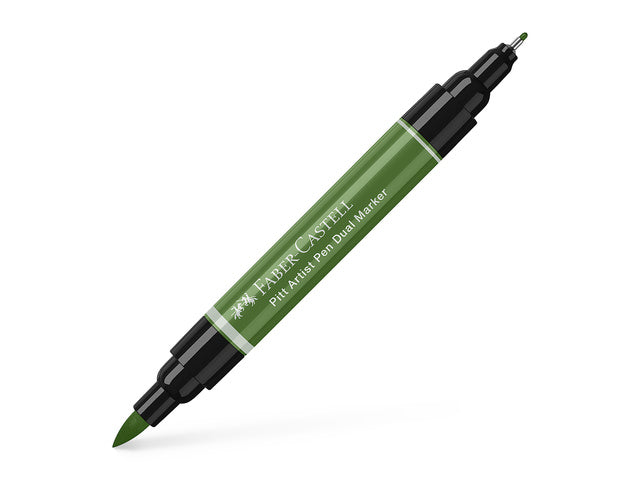 Tekenstift Faber-Castell Pitt Artist Pen duo marker 167 permanent olivgrün