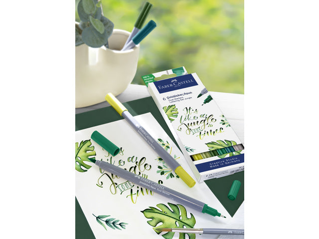 Duo aquarelmarker Faber-Castell Goldfaber etui 6 stuks Seaside beletteringset kleur nrs: 158, 174, 264, 267, 272.370