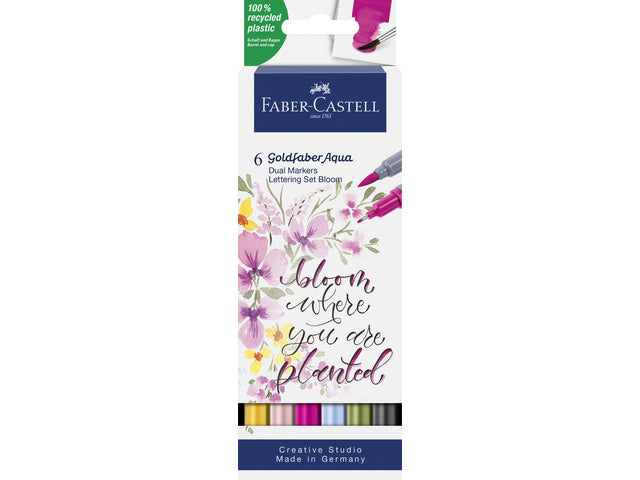 Duo aquarelmarker Faber-Castell Goldfaber etui 6 stuks Belettering