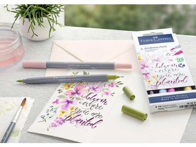 Duo aquarelmarker Faber-Castell Goldfaber etui 6 stuks Belettering