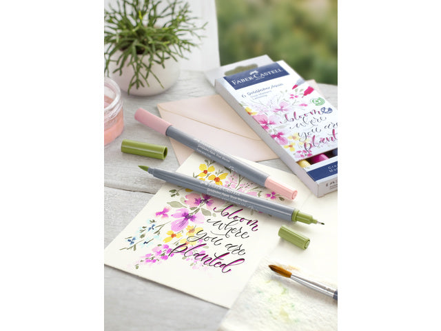 Duo aquarelmarker Faber-Castell Goldfaber etui 6 stuks Belettering