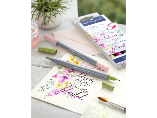 Duo aquarelmarker Faber-Castell Goldfaber etui 6 stuks Belettering