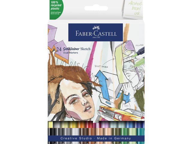Skizzenmarker Faber-Castell Goldfaber-Etui 24 Stück auf Alkoholbasis