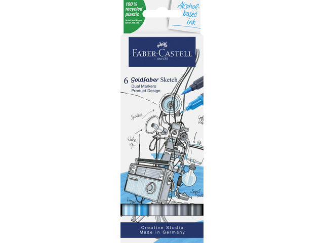 Sketchmarker Faber-Castell Goldfaber etui 6 stück Produktdesign auf Alkoholbasis