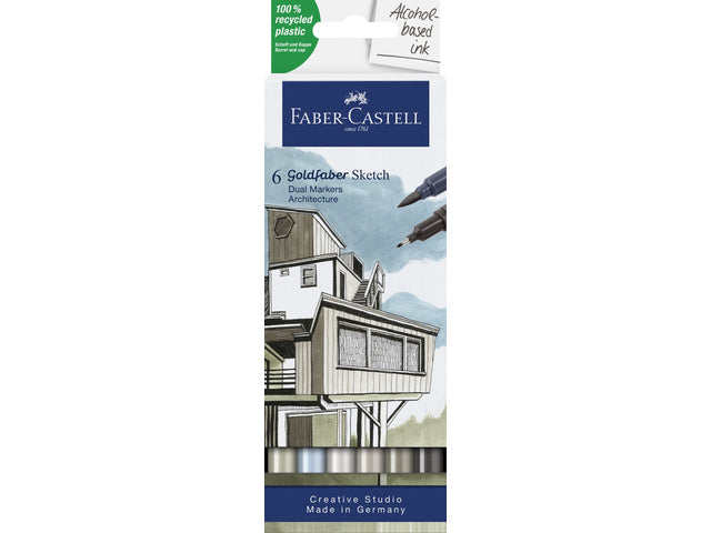 Skizzenmarker Faber-Castell Goldfaber etui 6 stück Architektur auf Alkoholbasis