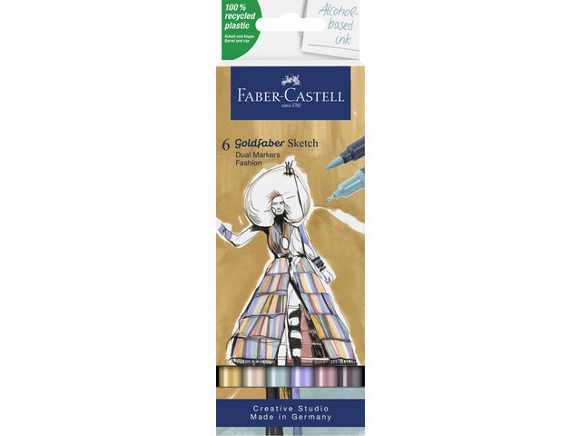 Sketchmarker Faber-Castell Goldfaber etui 6 stück Fashion set auf alkoholbasis