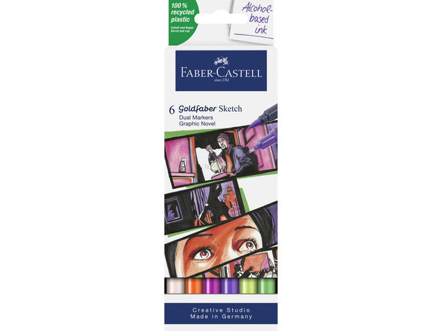 Sketchmarker Faber-Castell Goldfaber etui 6 stück Graphic Novel auf Alkoholbasis