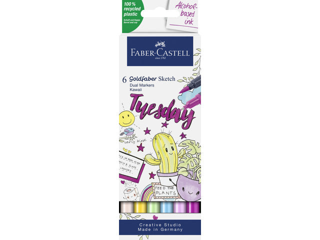 Sketchmarker Faber-Castell Goldfaber Etui 6 Stück Kawaii auf Alkoholbasis