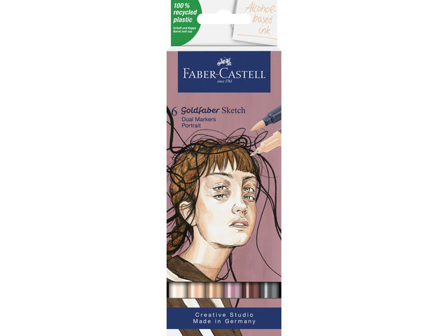 Sketchmarker Faber-Castell Goldfaber etui 6 stück Porträt auf alkoholbasis