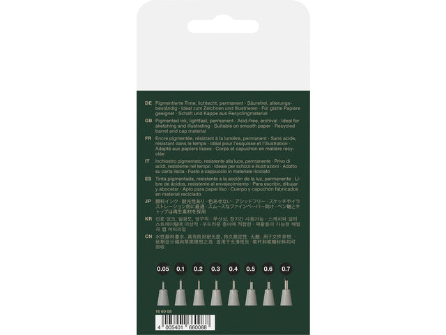 Tekenpen Faber-Castell Ecco pigment 8 st. diverse lijnbreedtes