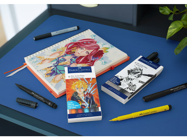 Stift Faber-Castell Pitt Artist Pen Mangaka, 6-teilig, schwarz