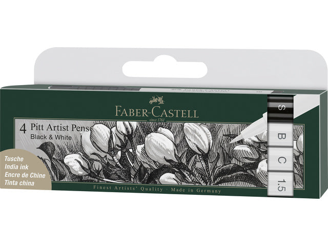 Tekenstift Faber-Castell Set Pitt Artist Pen schwarz und weiß