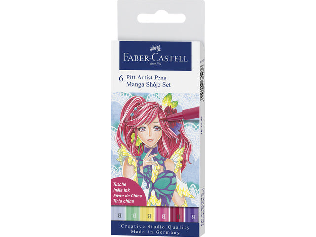Tekenstift Faber-Castell Pitt Artist Pen Manga 6-teiliges Etui Shôjo