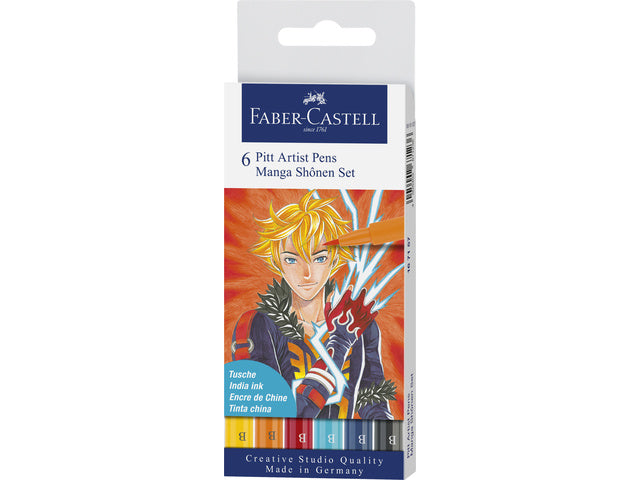 Tekenstift Faber-Castell Pitt Artist Pen Manga 6-teiliges Etui Shônen