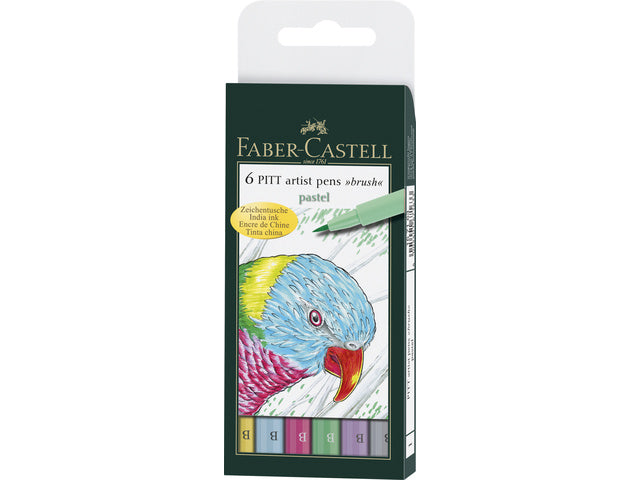 Tekenstift Faber-Castell Pitt Artist Pen Brush Etui mit 6 Stück Pastell