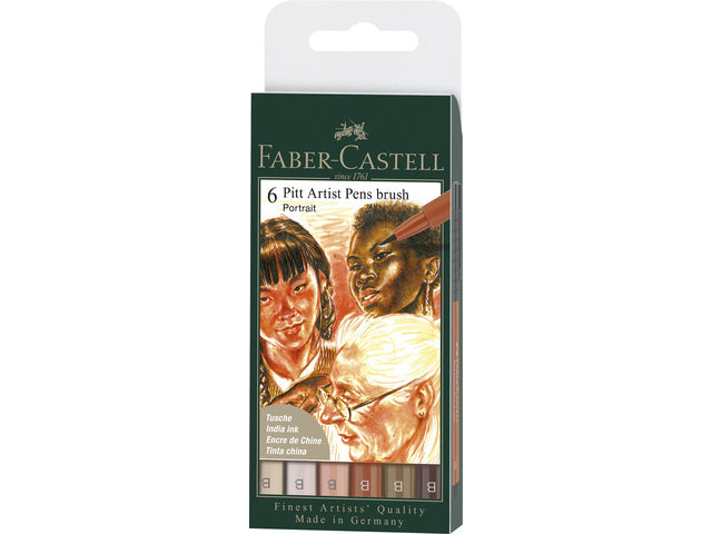 Tekenstift Faber-Castell Pen Brush „Portret“ Etui à 6 Stück