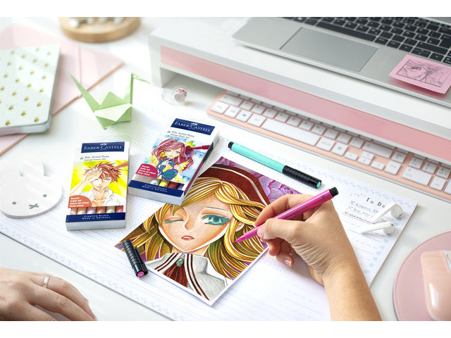 Tekenstift Faber-Castell Pitt Artist Pen Manga 6-teiliges Etui Kaoiro