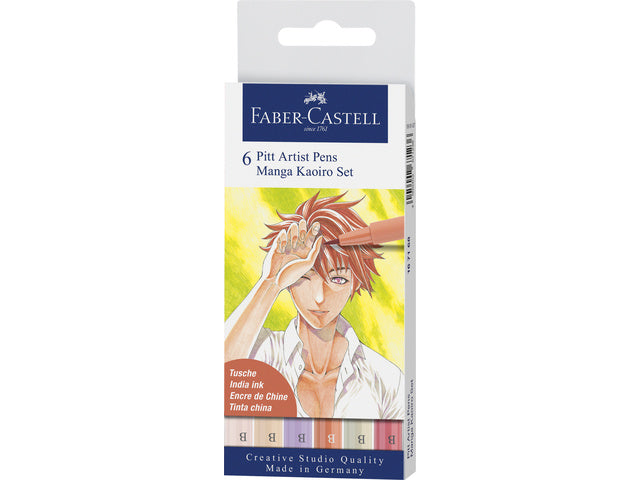 Tekenstift Faber-Castell Pitt Artist Pen Manga 6-teiliges Etui Kaoiro