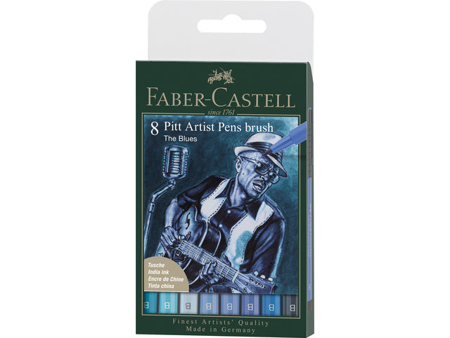 Tekenstift Faber-Castell Pitt Artist Pen Brush Etui 8 Stück Blues