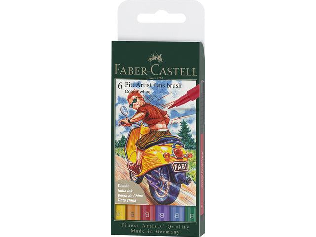Tekenstift Faber-Castell Pitt Artist Pen Brush Etui 6 Stück Farbe