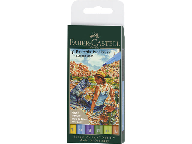 Tekenstift Faber-Castell Pitt Artist Pen Brush etui 6 stücke Sommer