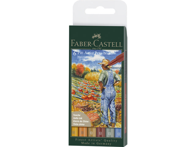 Tekenstift Faber-Castell Pitt Artist Pen Brush etui 6 Stück Harvest