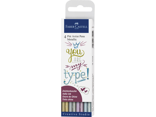 Tekenstift Faber-Castell Pitt Artist Pen metallic 4-delig etui