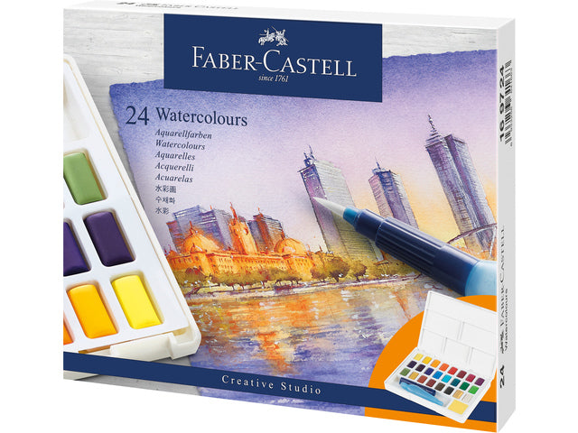 Waterverf Faber-Castell in doos met 24 kleuren
