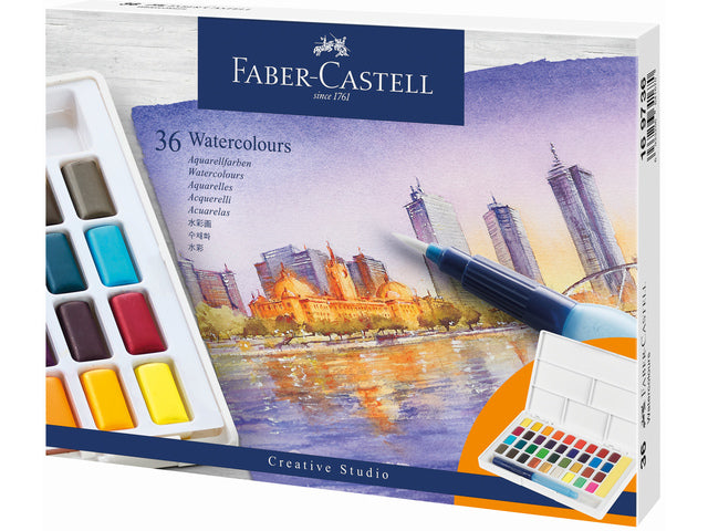 Waterverf Faber-Castell in doos met 36 kleuren