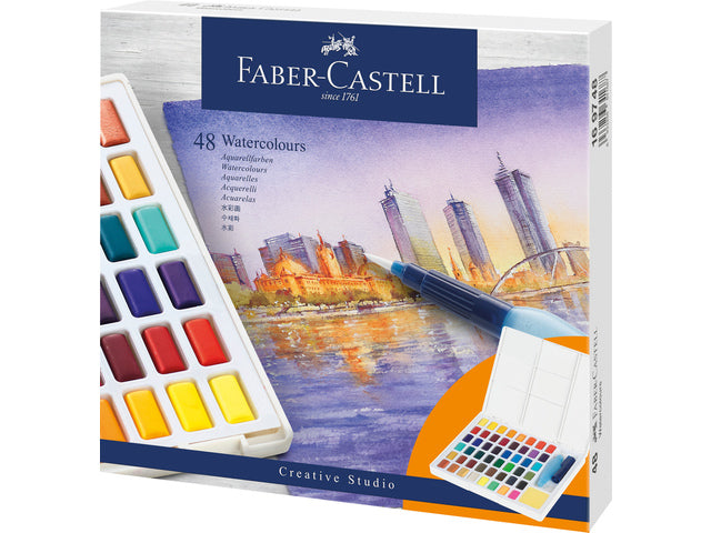 Waterverf Faber-Castell in doos met 48 kleuren