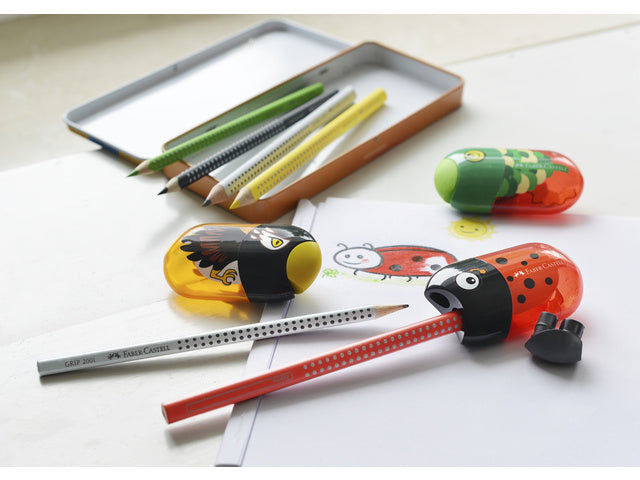Puntenslijper und Gummi Faber-Castell Diermotieven 18 Stück