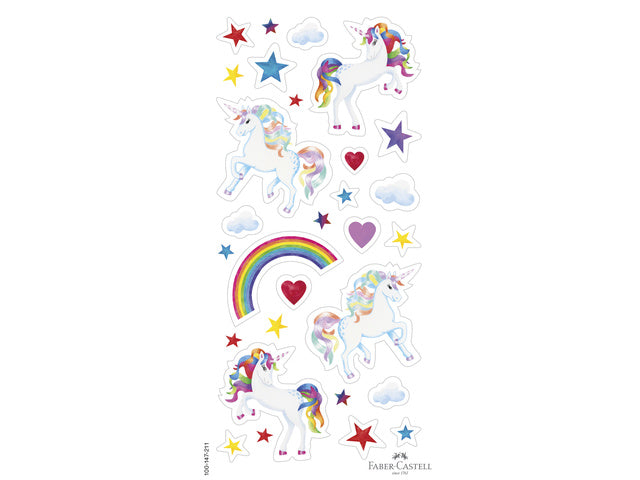 Kleurpotlood Faber-Castell Grip Unicorn 10 kleuren grip + 3 sprankelende pastelkleurpotloden inclusief unicorn stickers