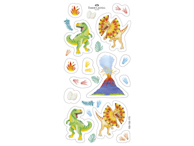 Kleurpotlood Faber-Castell Grip Dino 10 kleuren grip + 3 metallic grip incl. dinostickers in kartonnen etui