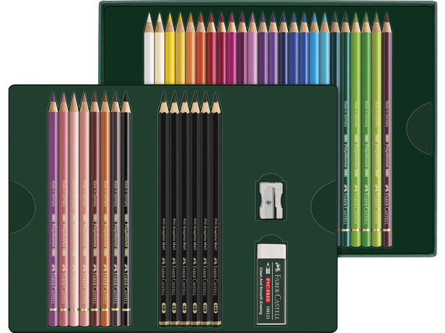 Tekenset Faber-Castell Polychromos en Pitt Grafiet Mat 40-delig