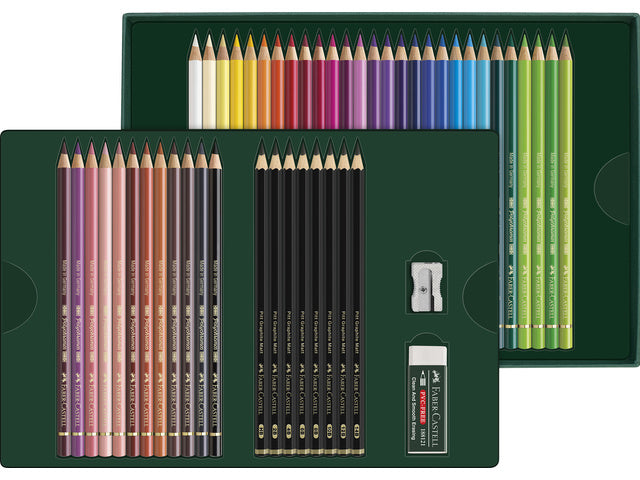Tekenset Faber-Castell Polychromos en Pitt Grafiet Mat 50-delig