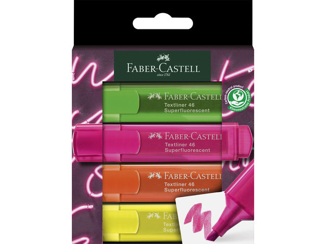 Textmarker Faber-Castell 46 Neon 4 Stück im Kartonetui