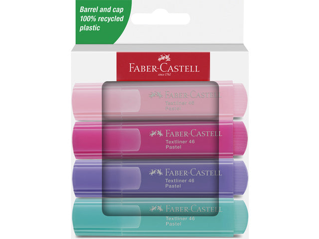 Textmarker Faber-Castell 46 Pastell 4 Stück Rouge, Rosa, Lila, Türkis im Kartonetui